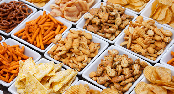 Variety of snack foods