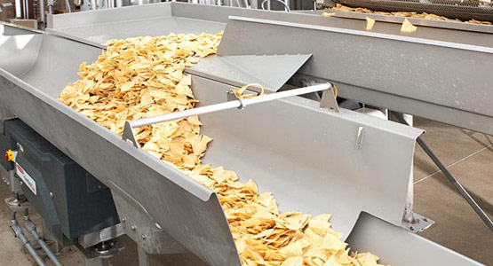 Accumulation conveying for potato chips