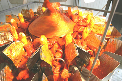 Marinated chicken on multihead weigher