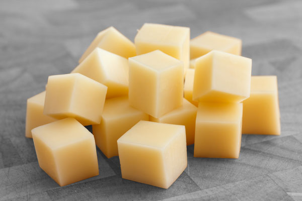 Diced and sliced cheese