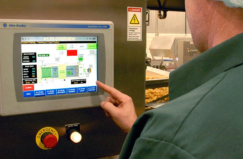 Operator controls for potato chip fryers