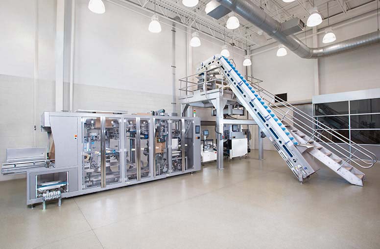 Complete packaging line automation for snack foods