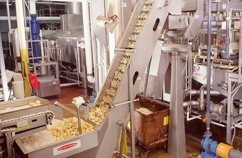 Potato slicer feeding equipment