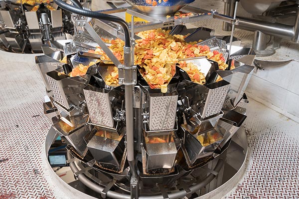 Potato chips on Ishida multihead weigher