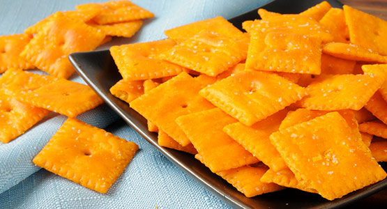 Salt applied to baked crackers