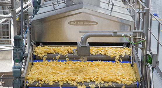 Complete potato chip frying line for snack foods