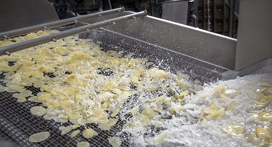 Equipment for washing potato slices