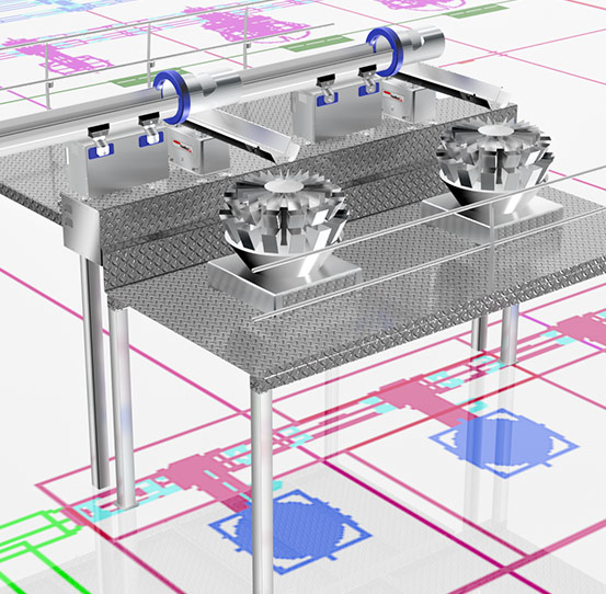 Estructura de soporte modular de FastBack para líneas de procesamiento y empacado de alimentos