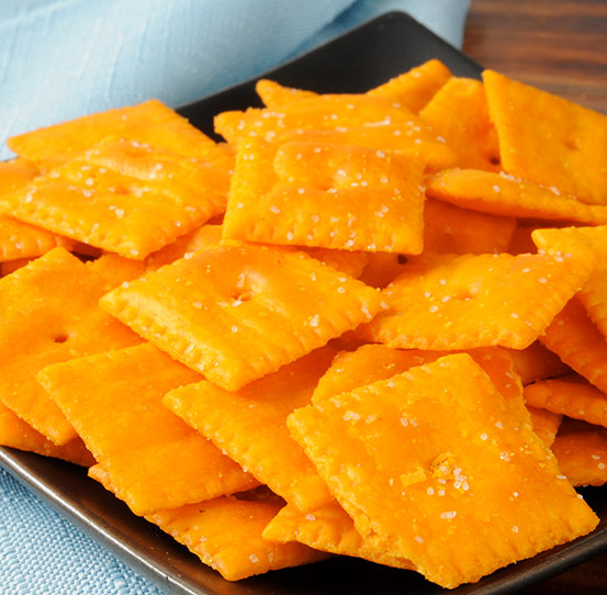 Salt applied to baked crackers