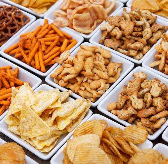 Variety of snack foods