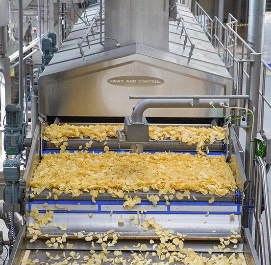 Complete potato chip frying line for snack foods