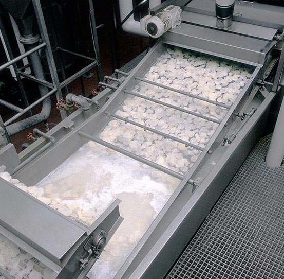 Equipment for washing potato slices