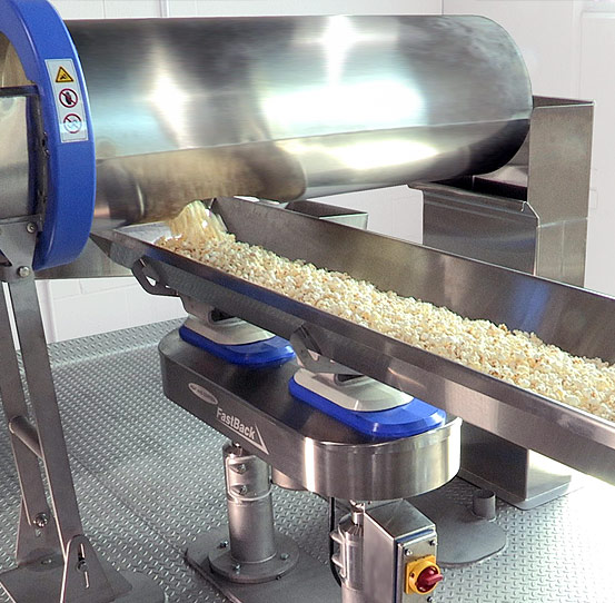 FastBack 4.0 Horizontal Motion Conveyor conveying popcorn