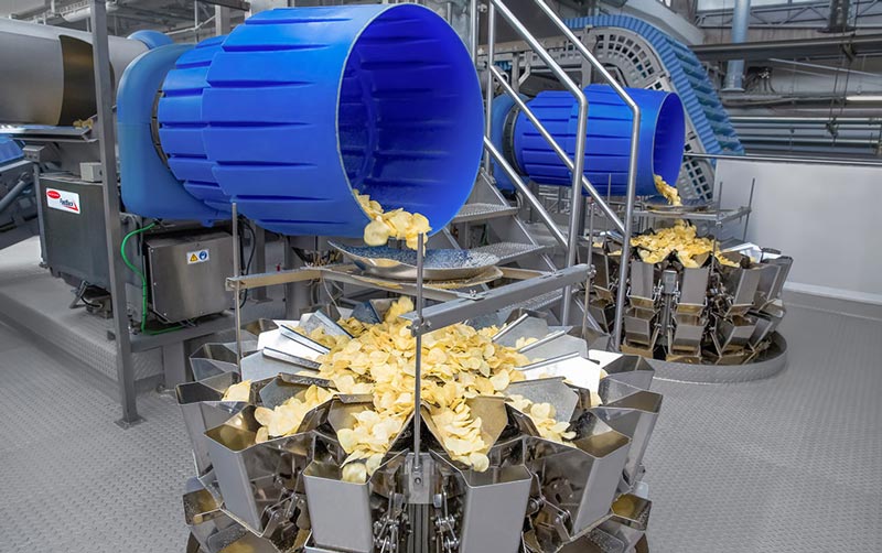 Food processing and packaging of potato chips