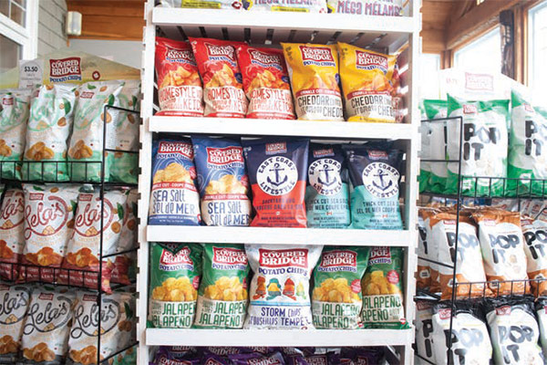 Bagged snack food display in store