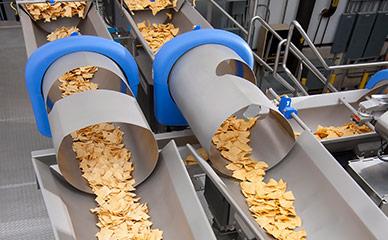 Sistemas transportadores y de proporciones para chips de tortilla