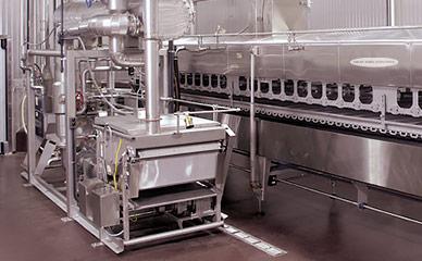 Fryer support module for extruded snacks frying system