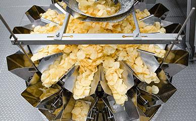 Weighing systems for hard-bite kettle chips