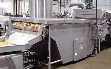 Product cooling machine for tortilla chip line