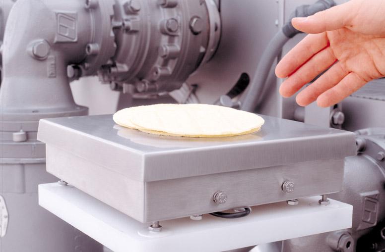 Weighing tortillas on Paragon Sheeter