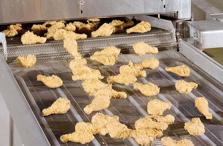 Equipment for frying breaded chicken